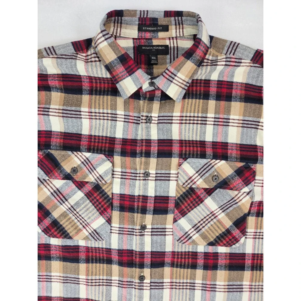 Banana Republic Cotton Flannel Button Down Long Sleeve Shirt Men XXL 2XL Fall